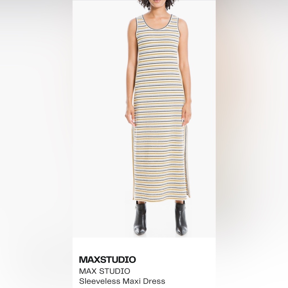 MAXSTUDIO striped sleeveless maxi dress size L